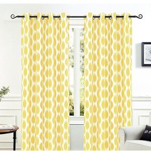 DriftAway Ikat Polka Dot Room Darkening Curtain Panel Pair 52"W x 96 "L Yellow